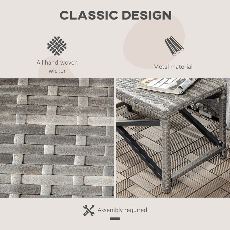 Outsunny Grey Wicker Outdoor Coffee Table