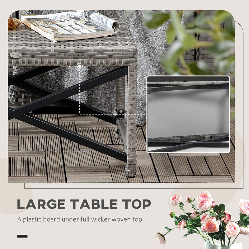 Outsunny Grey Wicker Outdoor Coffee Table