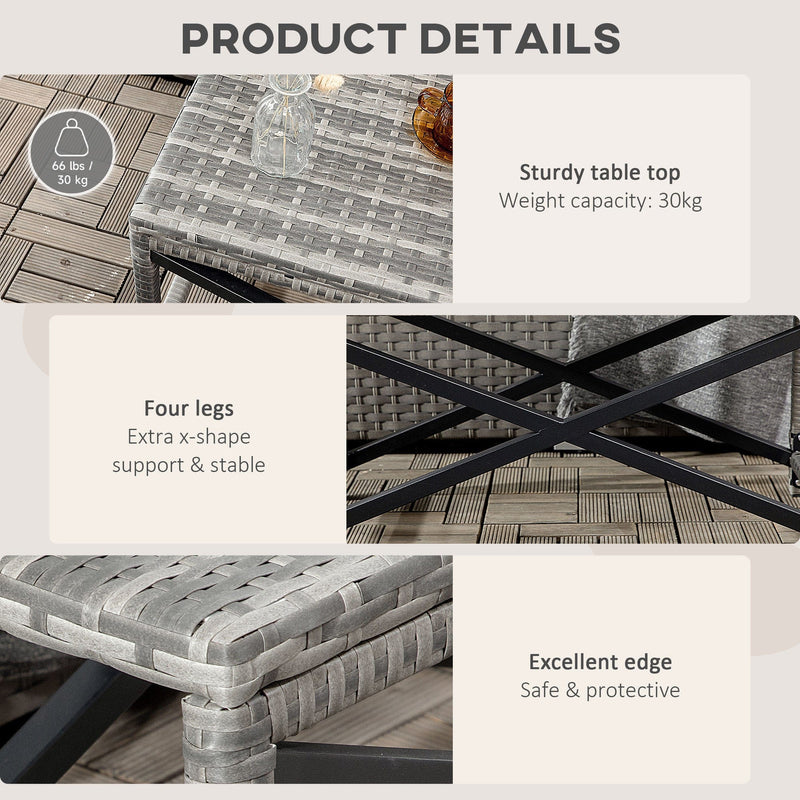 Outsunny Grey Wicker Outdoor Coffee Table