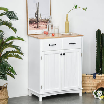 Modern Kitchen Cupboard, 2 Drawers, White Homcom
