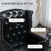 HOMCOM Wingback Accent Chair Tufted Chesterfield-style Armchair with Nail Head Trim for Living Room Bedroom Black Homcom