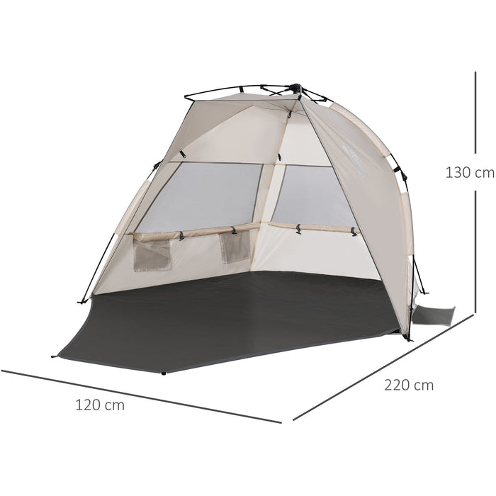Pop Up Beach Tent for 1-2 Persons with Mesh Windows, Cream