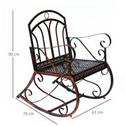 Garden Rocking Chair for Easy Outdoor Relaxation with Wide Seat and Armrests Bronze Red Outsunny