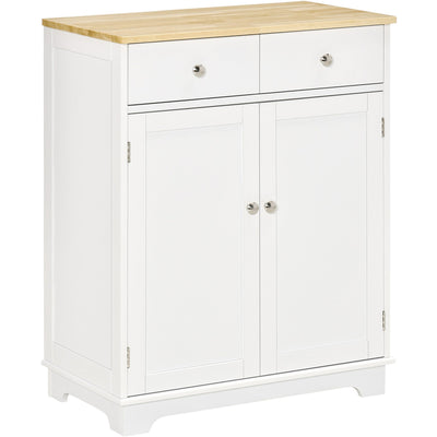 Freestanding Kitchen Cabinet, Rubber Wood Top Homcom