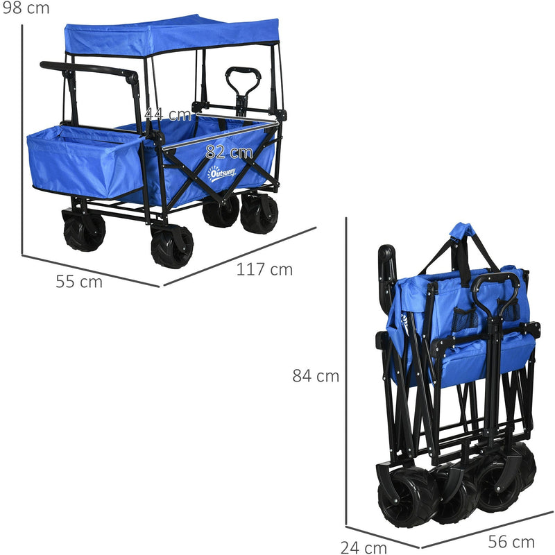 Folding Trolley Cart w/ Canopy, Blue