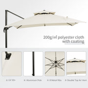 Premium Roma 3m Square Cantilever Parasol With Base Outsunny
