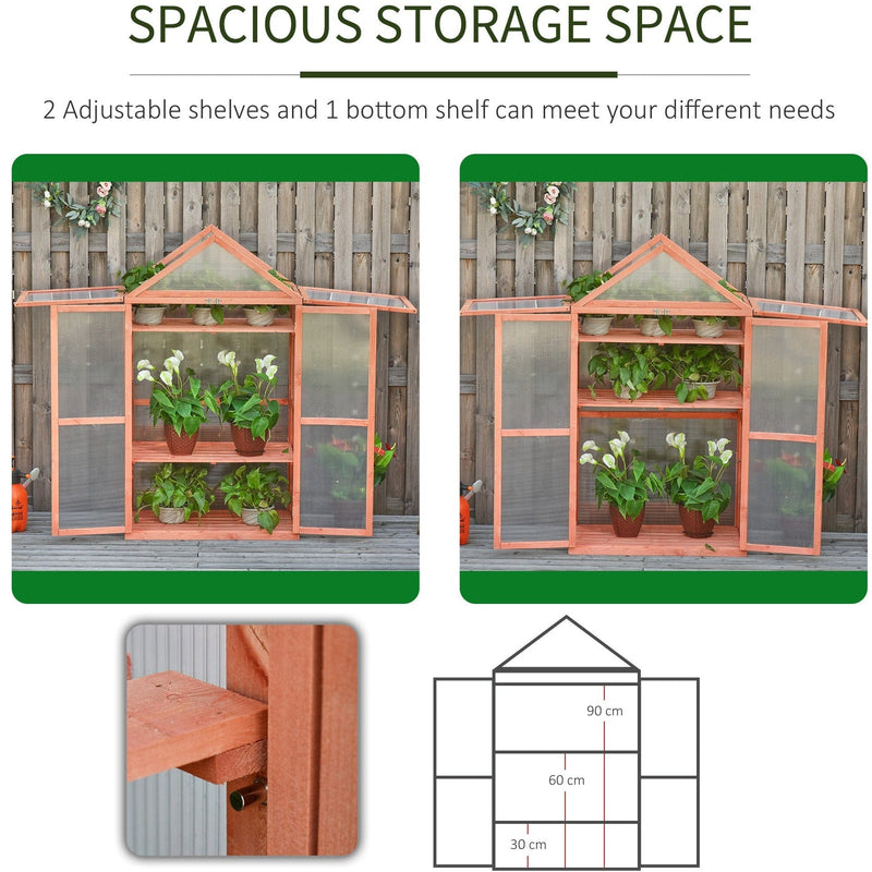 Greenhouse Cold Frame, Shelves, Double Doors, 80x47x138cm
