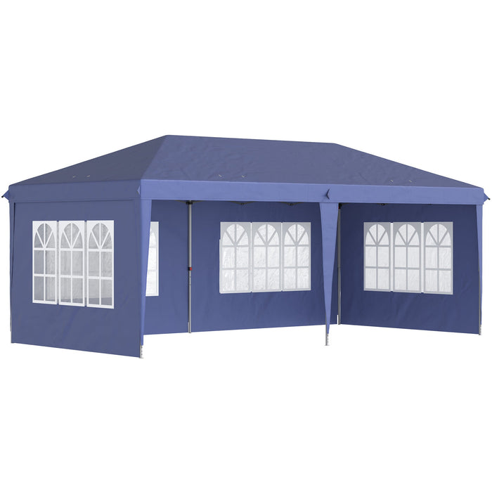 6x3 Pop Up Gazebo With Sides, Water & UV-Resistant, Blue