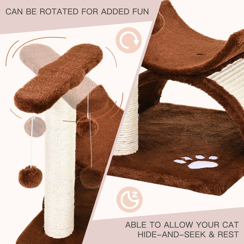 Brown Plush Cat Tree, L40 x W30 x H43 cm