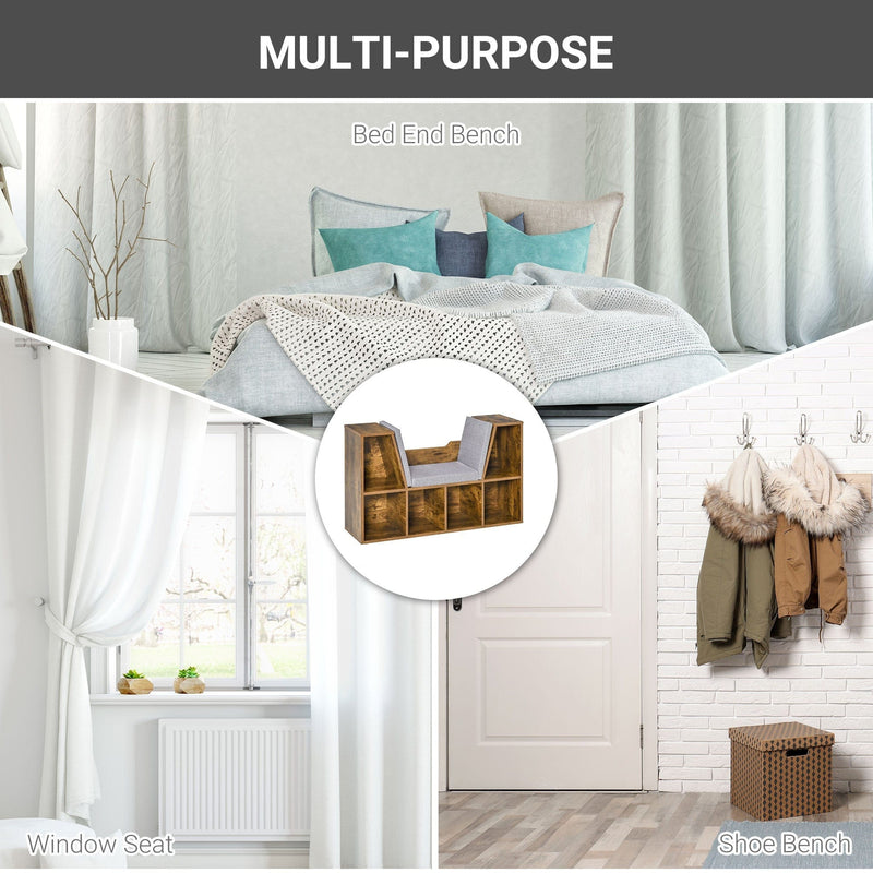 Bookcase With Seat, Storage Unit, 102W x 30D x 61H cm