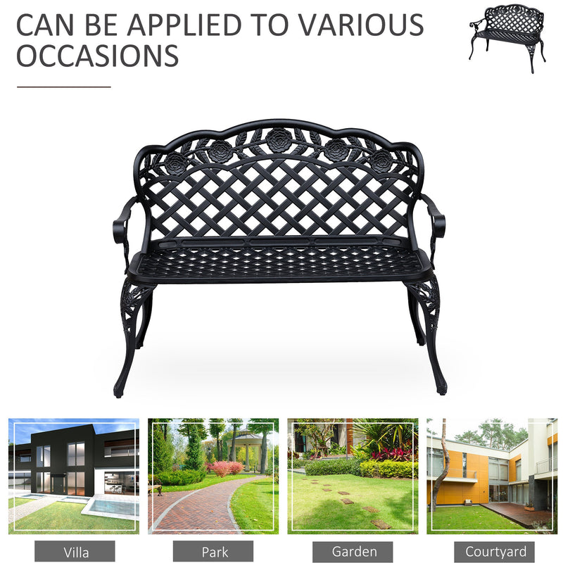 Cast Aluminium Garden Bench Outsunny