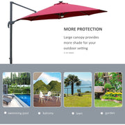 Image of a red cantilever parasol with solar lights