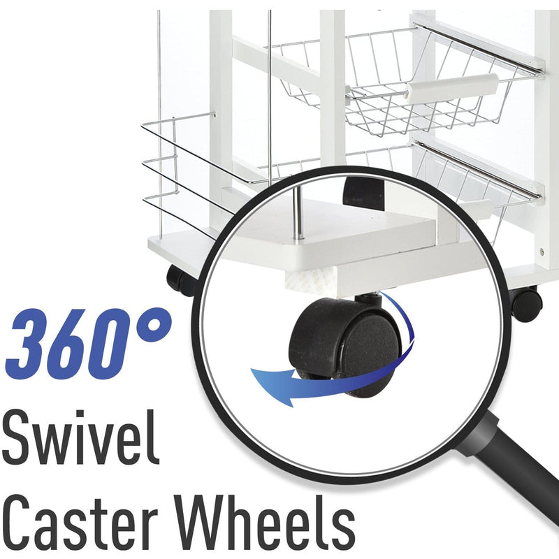 Kitchen Island on Wheels, 4 Baskets, 2 Racks