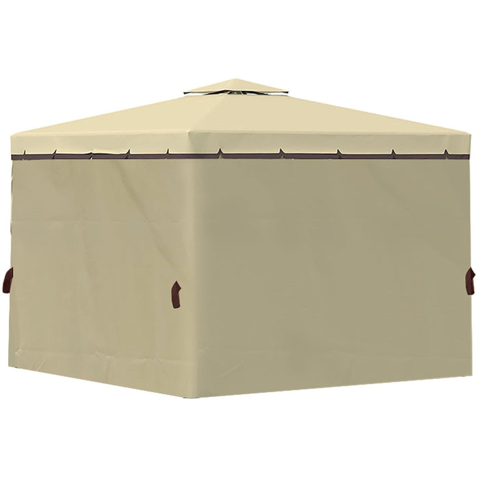 3x3 Gazebo For Patio, 2 Tier Roof, Mosquito Nets, Curtains