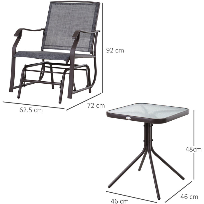 Glider Chair and Table Set, 2 Seater