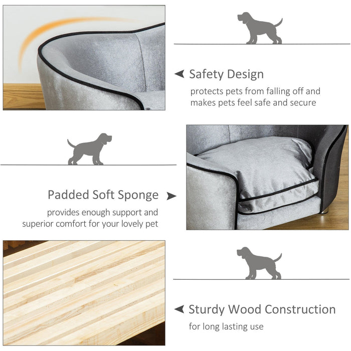 Small Pet Sofa with Storage Pocket, Removable Cushion