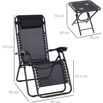 3pc Zero Gravity Chairs and Table Outsunny