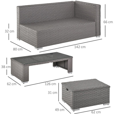 Garden Furniture Rattan Corner Sofa Outsunny
