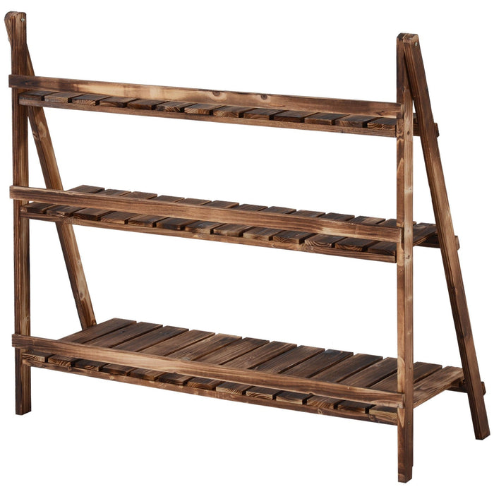 3 Tier Folding Wooden Garden Planter Display Stand