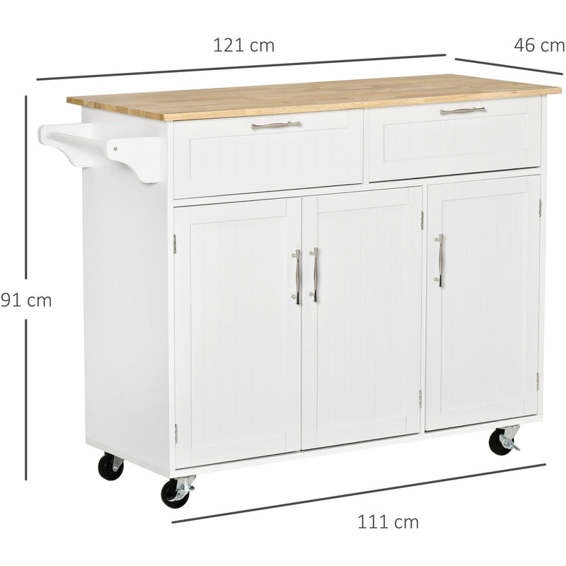 White Kitchen Island Cart with Wheels