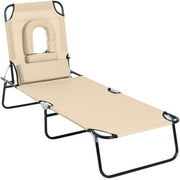 Folding Sun Lounger With Face Hole Outsunny