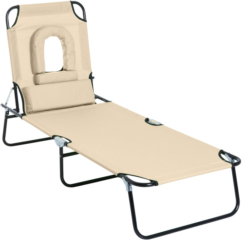 Folding Sun Lounger With Face Hole Outsunny