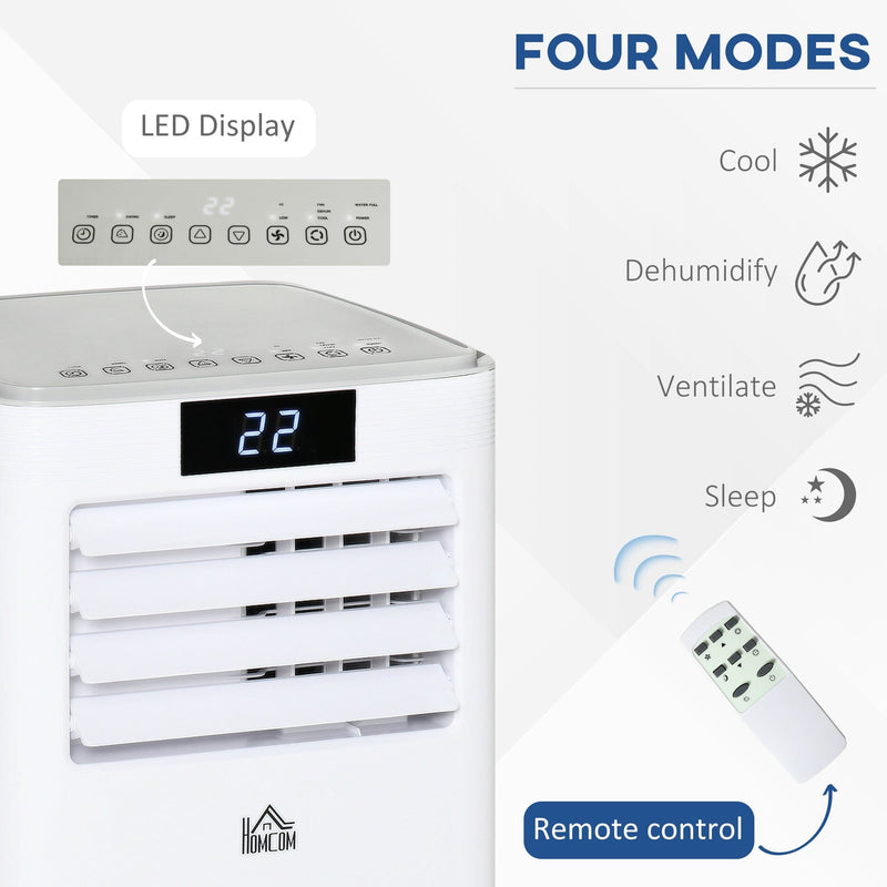HOMCOM 7000 BTU Mobile Air Conditioner Portable AC Unit for Cooling Dehumidifying Ventilating with Remote Controller, LED Display, Timer, White Homcom
