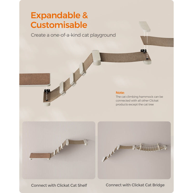 Clickat Wall Mounted Cat Climbing Hammock Shelf Songmics