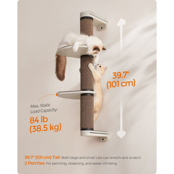 Clickat Wall Mounted Cat Scratching Post With 2 Perches