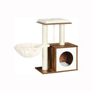 Feandrea Cat House, Rustic Brown With Removable Cushion