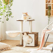 Feandrea Cat House, Rustic Brown With Removable Cushion
