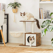 Feandrea Cat House, Rustic Brown With Removable Cushion