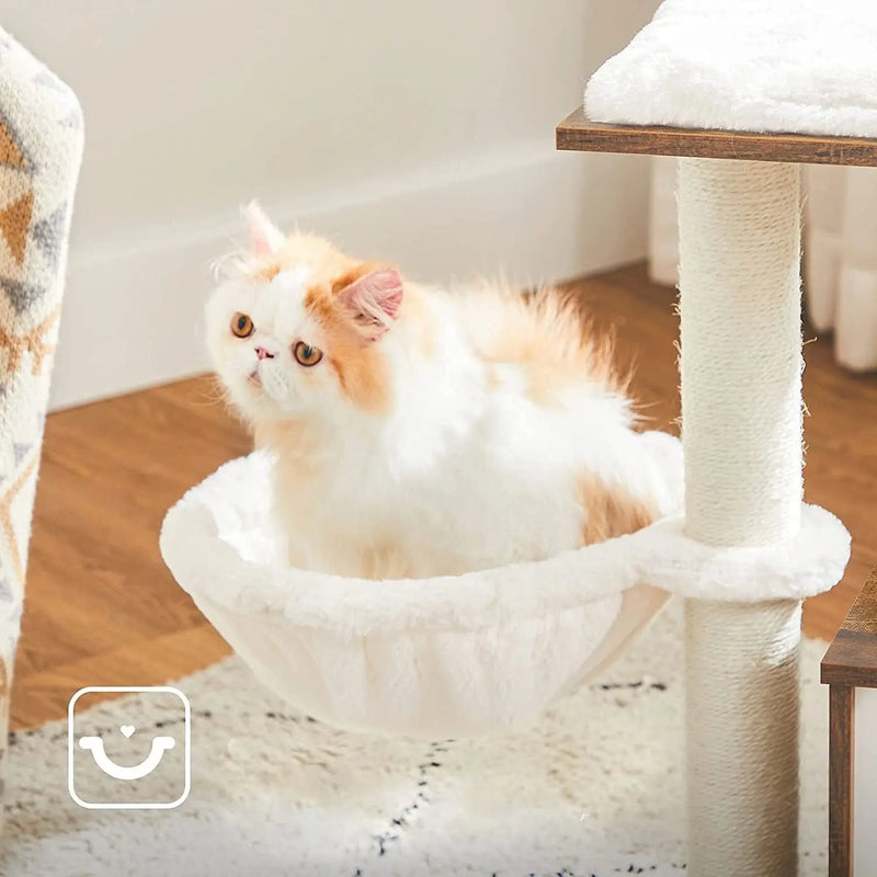Feandrea Cat House, Rustic Brown With Removable Cushion