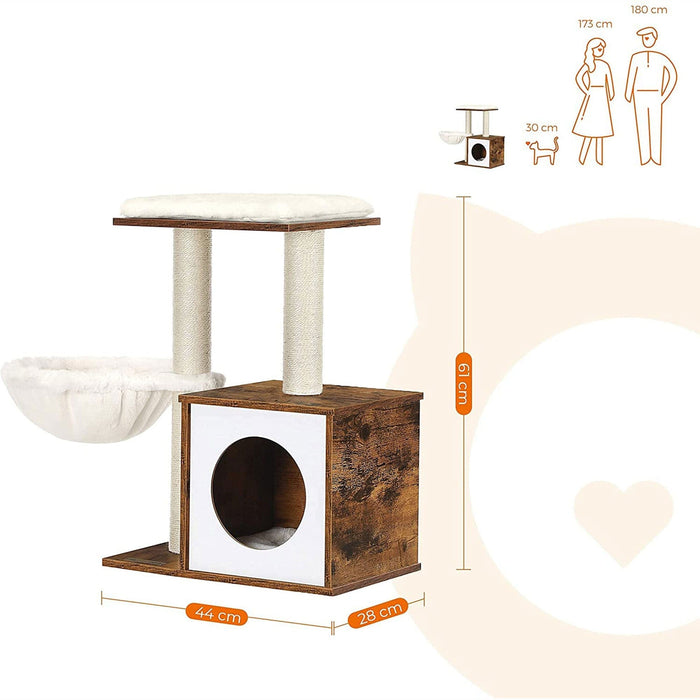 Cat House, Rustic Brown With Removable Cushion