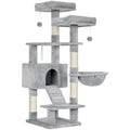 Feandrea Large Grey Cat Tree Tower with Hammock & Pompoms
