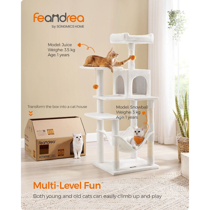 Feandrea Tall Cat Tree Tower Cream White