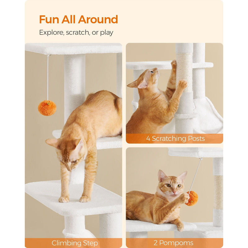 Feandrea Tall Cat Tree Tower Cream White