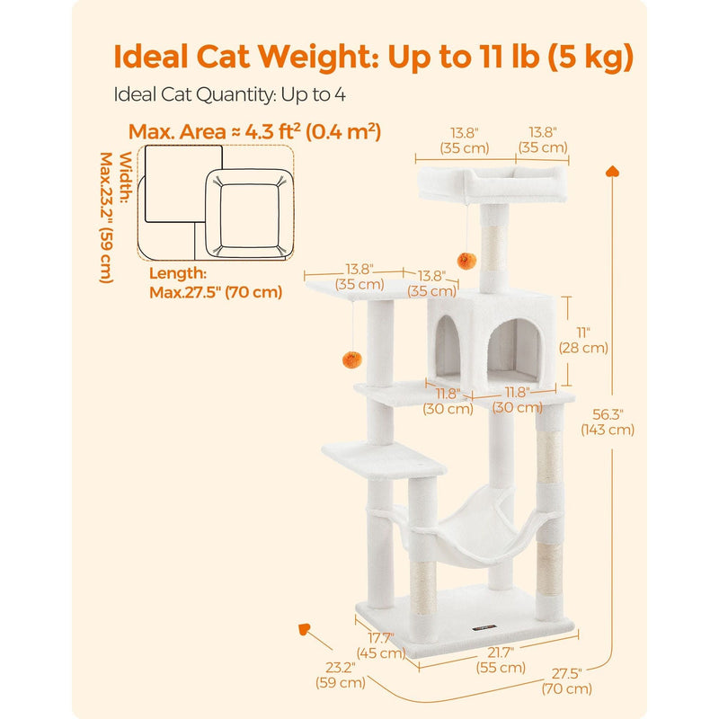 Feandrea Tall Cat Tree Tower Cream White