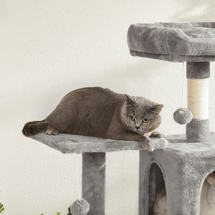 Grey Cat Condo with Hammock & Pompoms