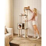 Feandrea Large Cat Tree Tower, Beige
