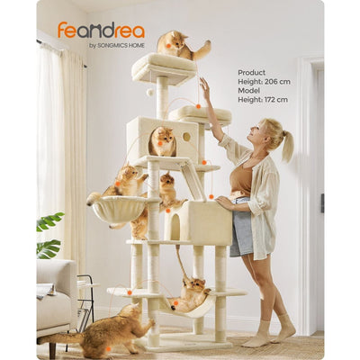 Feandrea 206cm Tall Cat Tree 13 Scratch Posts Songmics