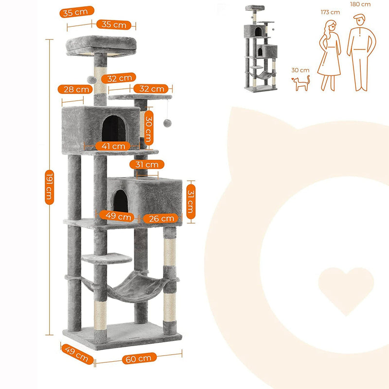Feandrea Tall Cat Tree Activity Centre, Grey