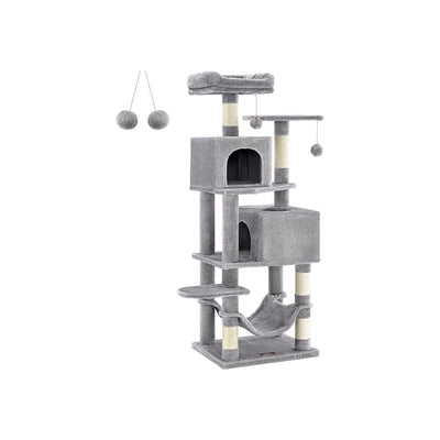 Feandrea 155cm Tall Cat Tree, Light Grey
