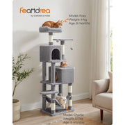 Feandrea 155cm Tall Cat Tree, Light Grey