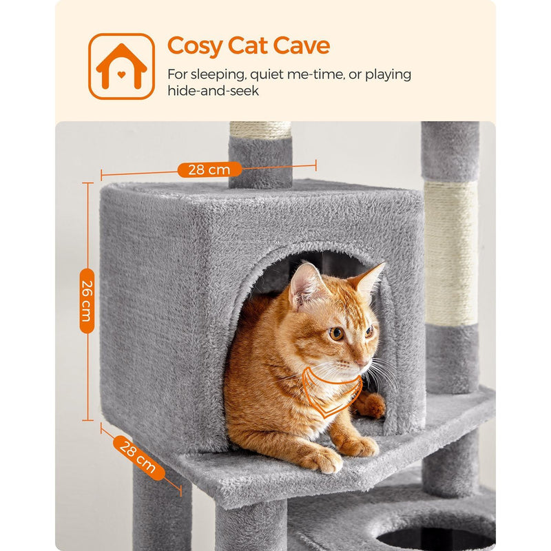 Feandrea 155cm Tall Cat Tree, Light Grey