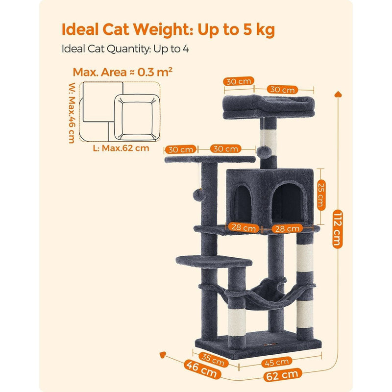 Feandrea Tall Grey Cat Tree For Indoor Cats