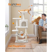 Feandrea Tall Cat Tree Tower, Cream/White