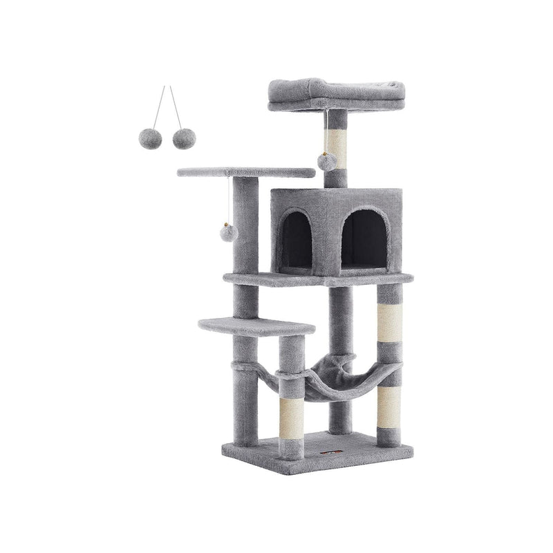 Feandrea Tall Grey Cat Tree, Light Grey
