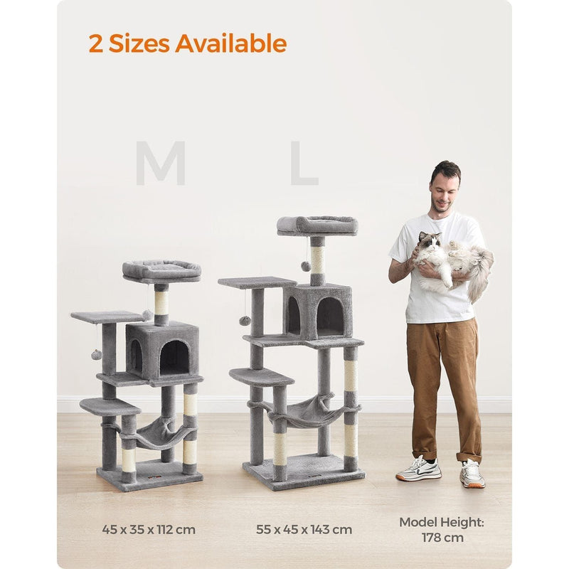 Feandrea Tall Grey Cat Tree, Light Grey