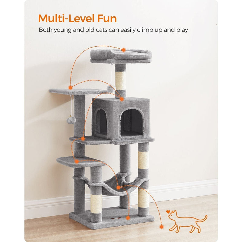 Feandrea Tall Grey Cat Tree, Light Grey